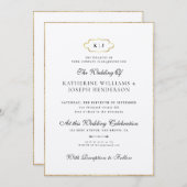 ROMANTISCHE KALLIGRAFIE GOUD KLASSIEKE MONOGRAM BR KAART (Voorkant / Achterkant)