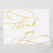 Romantische kalligrafie gouden folie dank u kaart (Voorkant)