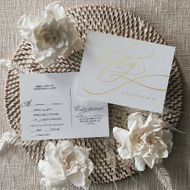 Romantische Kalligrafie Gouden Folie Maaltijd Opti Uitnodiging Briefkaart