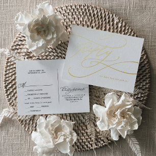 Romantische Kalligrafie Gouden Folie Maaltijd Opti Uitnodiging Briefkaart