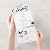 Romantische kalligrafie Het huwelijk All In One Uitnodiging (Afscheurbaar)