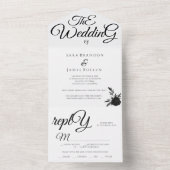 Romantische kalligrafie Het huwelijk All In One Uitnodiging (Binnen)