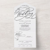 Romantische kalligrafie Het huwelijk van All In One Uitnodiging (Binnen)