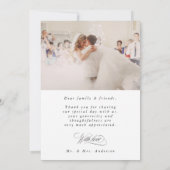 Romantische kalligrafie Huwelijk 2 foto Bedankkaart (Achterkant)