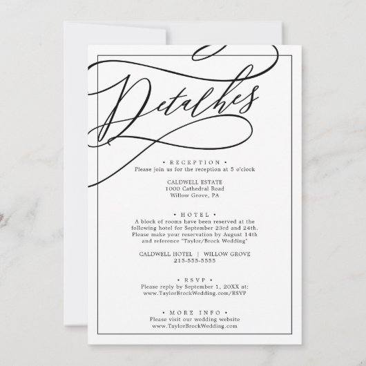 Romantische kalligrafie in één Portugees huwelijk Kaart (Achterkant)