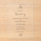 Romantische kalligrafie Klassiek Modern Acryl Uitnodigingen (Voorkant)