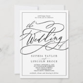 Romantische kalligrafie | Lijst in één bruiloft Kaart (Voorkant)