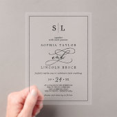 Romantische kalligrafie minimalistische monogram b acryl uitnodigingen (Insitu (Draagbaar))