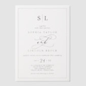 Romantische kalligrafie minimalistische monogram b vellum uitnodigingen (Voorkant)