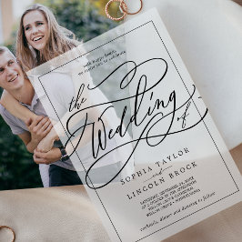 Romantische kalligrafie Moderne eenvoudige elegant Vellum Uitnodigingen