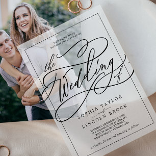 Romantische kalligrafie Moderne eenvoudige elegant Vellum Uitnodigingen