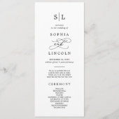 Romantische kalligrafie monogram bruiloft programm programmakaart (Voorkant)