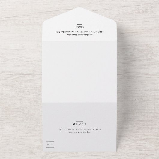 Romantische kalligrafie Monogram Trouwfoto All In One Uitnodiging (Buitenkant)