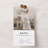 Romantische kalligrafie Monogram Trouwfoto All In One Uitnodiging (Binnen)