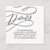 Romantische Kalligrafie QR Code Bruiloft Details Informatiekaartje (Voorkant)