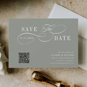 Romantische Kalligrafie QR Code Sage Groen Horizon Save The Date