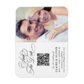 Romantische Kalligrafie QR Code Save the Date Foto Magneet (Verticaal)