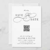 Romantische kalligrafie QR-code verticaal Save The Date (Voorkant)