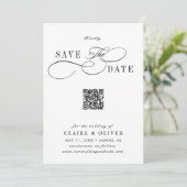 Romantische kalligrafie QR-code verticaal Save The Date (Staand voorkant)