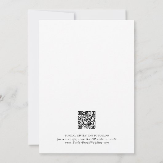 Romantische kalligrafie QR-codesleutel Opslaan Save The Date (Achterkant)