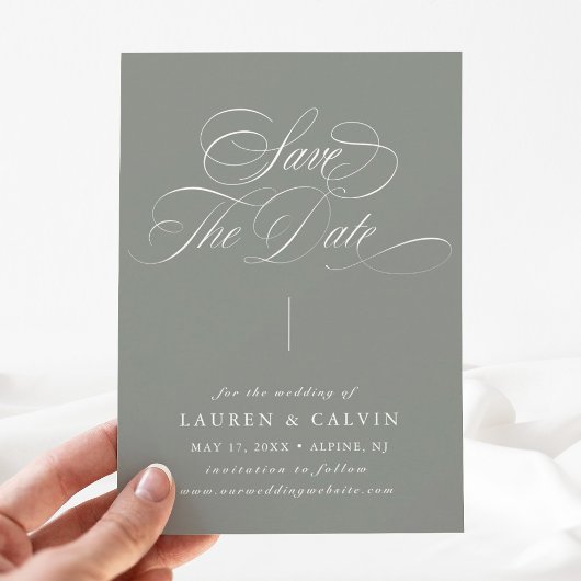 Romantische kalligrafie Sage Groen Save The Date