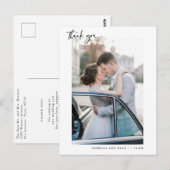 Romantische kalligrafie script bruiloft foto dank  briefkaart (Voorkant / Achterkant)