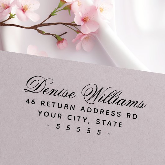 Romantische kalligrafie script elegant retour adre zelfinktende stempel