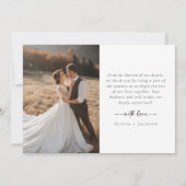 Romantische kalligrafie script foto bruiloft bedankkaart (Achterkant)