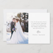 Romantische kalligrafie script foto bruiloft bedankkaart (Achterkant)
