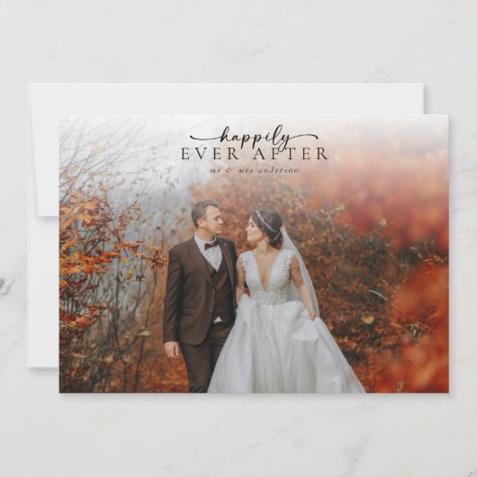 Romantische kalligrafie script foto bruiloft bedankkaart (Voorkant)