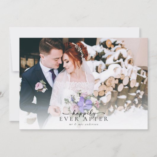 Romantische kalligrafie script foto bruiloft bedankkaart (Voorkant)
