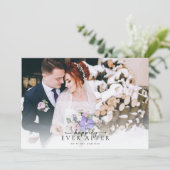 Romantische kalligrafie script foto bruiloft bedankkaart (Staand voorkant)