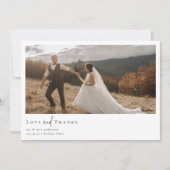 Romantische kalligrafie script foto bruiloft bedankkaart (Voorkant)