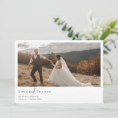 Romantische kalligrafie script foto bruiloft bedankkaart (Staand voorkant)