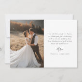 Romantische kalligrafie script foto bruiloft bedankkaart (Achterkant)