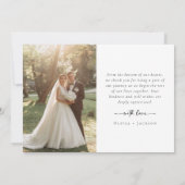 Romantische kalligrafie script foto bruiloft bedankkaart (Achterkant)