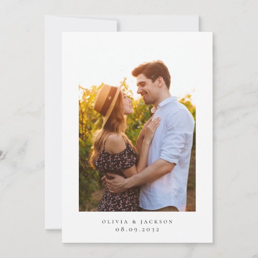 Romantische kalligrafie script foto bruiloft save the date (Achterkant)