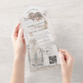 Romantische kalligrafie Script Foto QR Code Bruilo All In One Uitnodiging (Afscheurbaar)