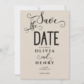 Romantische kalligrafie script foto QR-code Save The Date (Voorkant)