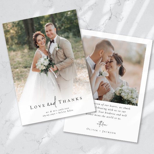 Romantische kalligrafie Script Meerdere foto bruil Bedankkaart
