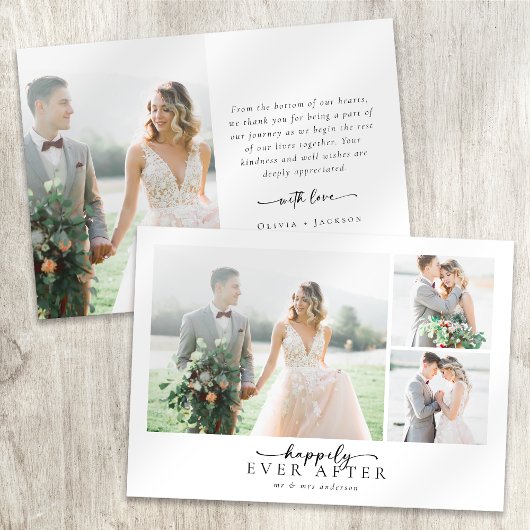 Romantische kalligrafie Script Meerdere foto bruil Bedankkaart
