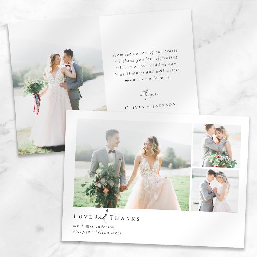 Romantische kalligrafie Script Meerdere foto bruil Bedankkaart