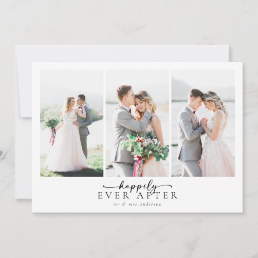 Romantische kalligrafie Script Meerdere foto bruil Bedankkaart (Voorkant)