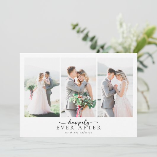 Romantische kalligrafie Script Meerdere foto bruil Bedankkaart (Staand voorkant)