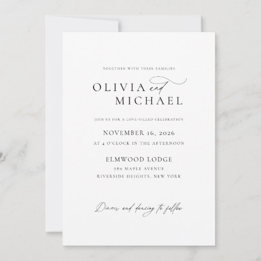 Romantische kalligrafie script overlay foto bruilo kaart (Achterkant)