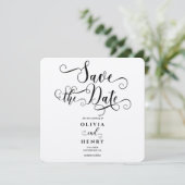 Romantische kalligrafie script rustiek save the date (Staand voorkant)