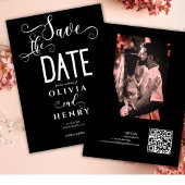 Romantische kalligrafie Script Zwart Foto QR Code Save The Date