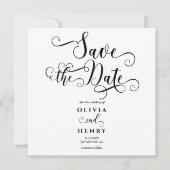 Romantische kalligrafie Script Zwart-wit Save The Date (Voorkant)