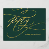 Romantische kalligrafie Smaragd Gouden Folie Maalt Folie Uitnodiging Briefkaart (Voorkant)