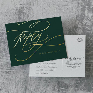 Romantische kalligrafie Smaragd Gouden Folie Maalt Uitnodiging Briefkaart
